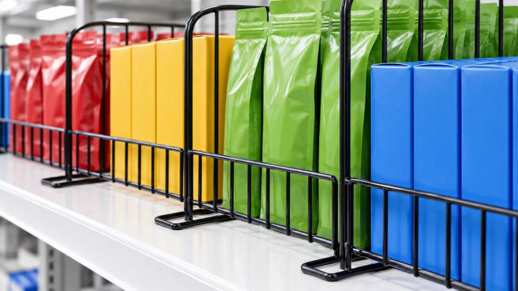 freestanding shelf dividers in store